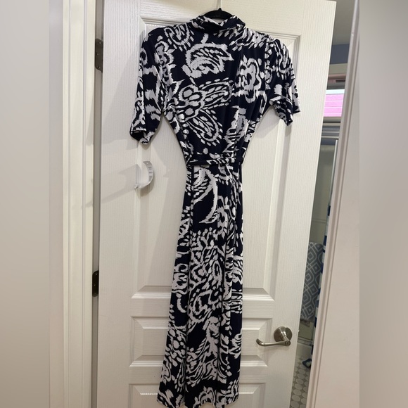 MSK Elegant Blue and White Patterned Dress - Picture 2 of 4